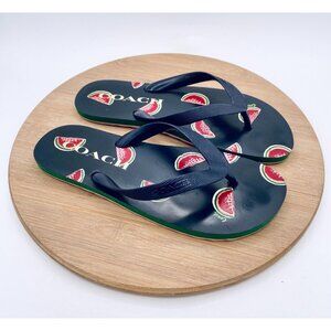 Coach Sandals Womens 8 Black Rubber Flip Flop Watermelon